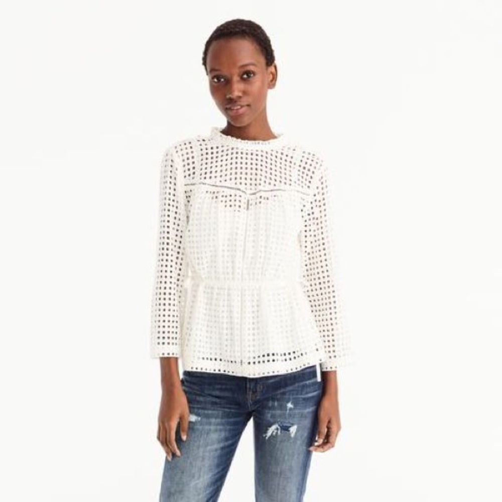 Point Sur White Eyelet Top
